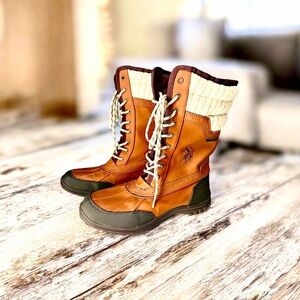 U.S. Polo Assn. Tan and Cream Winter Boots